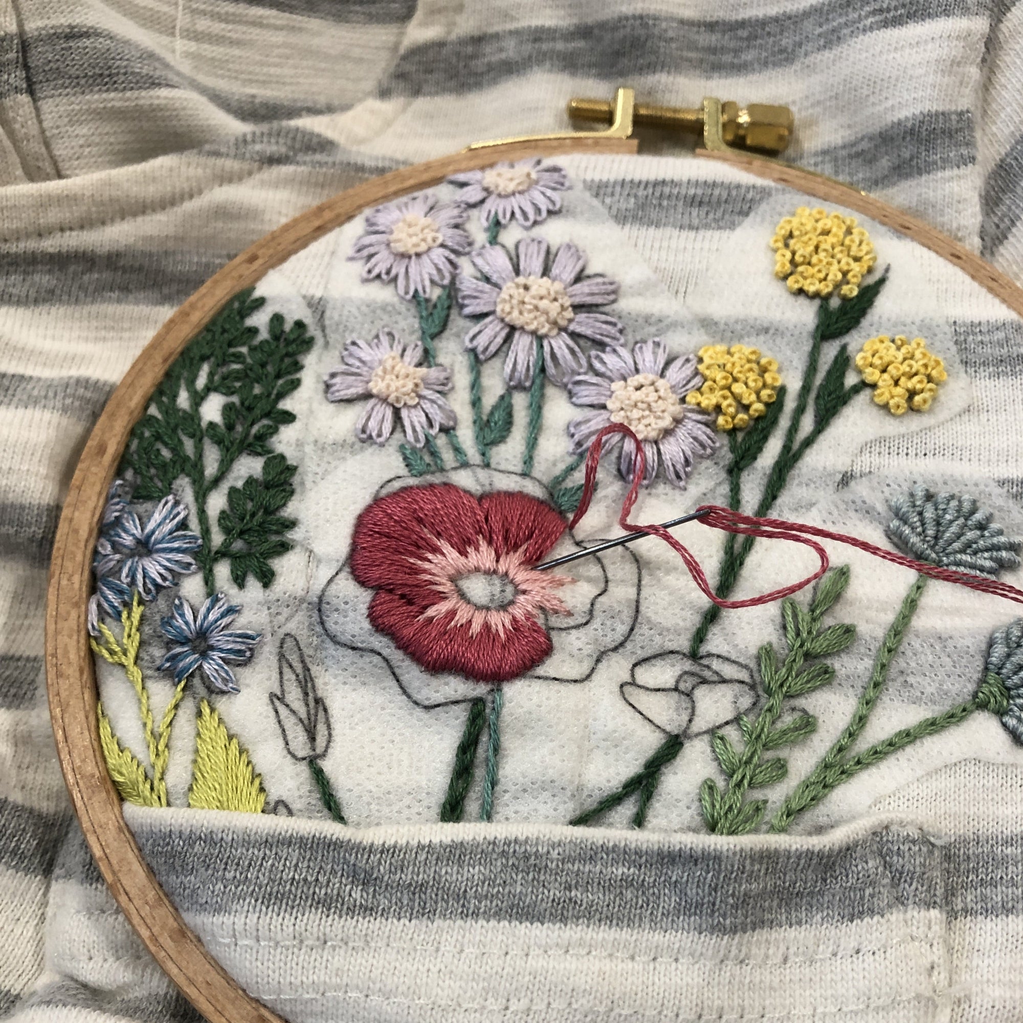 Floral Embroidery Kit, Flowers Cross Stich Kit , Plants Embroidery Pattern,  Beginner Embroidery Kit, Diy Craft Kit, Do It Yourself 