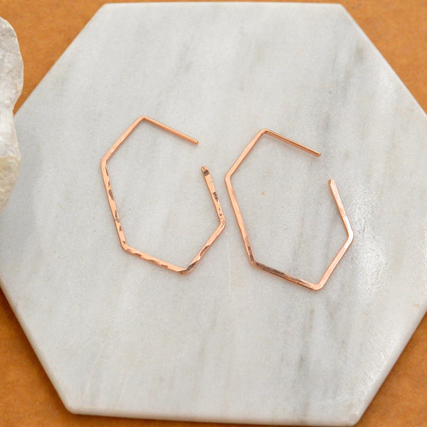 AllSaints Textured Hexagon Hoop Earrings, Warm Brass at John Lewis &  Partners