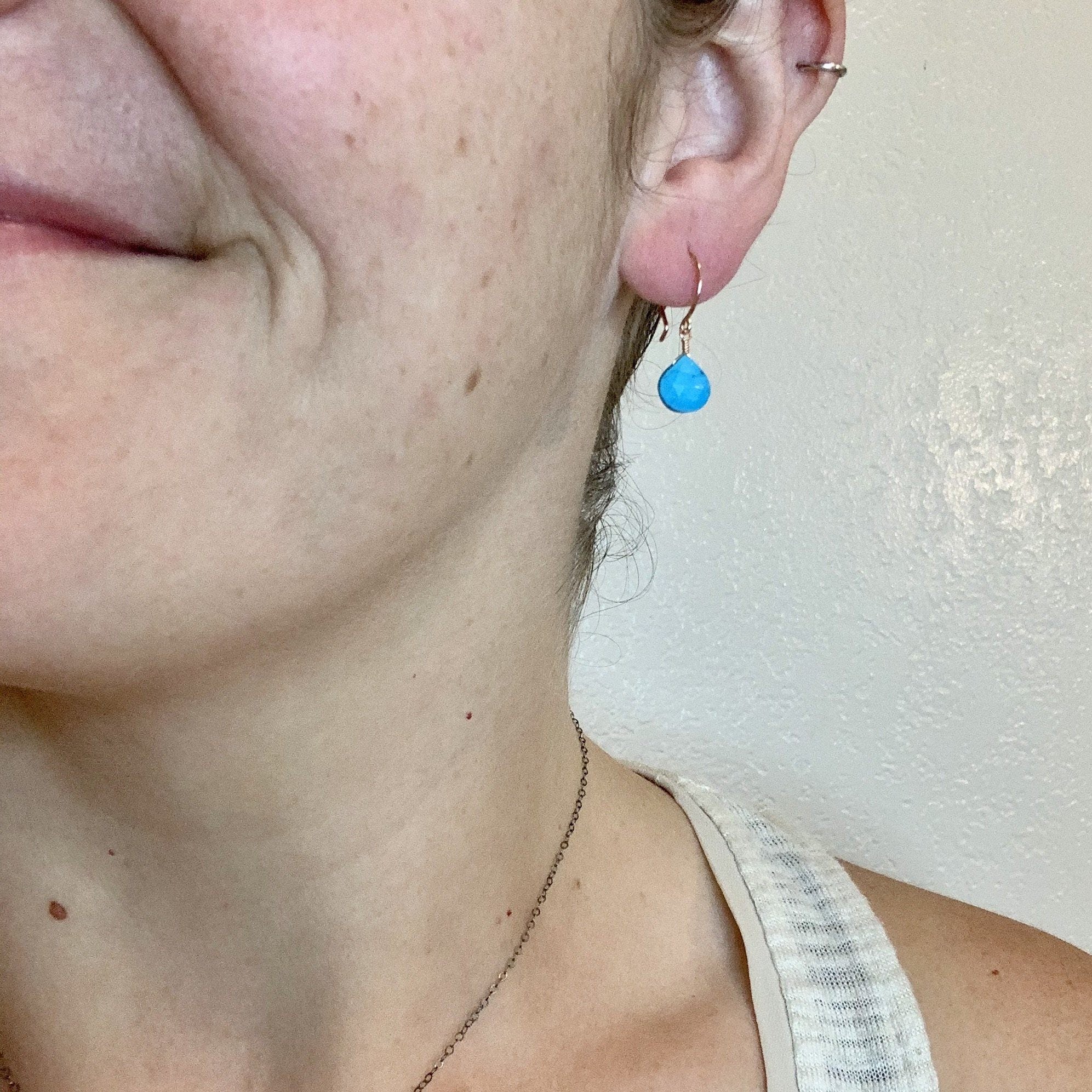Cozumel Earrings - blue turquoise gemstone drop earrings - Foamy Wader
