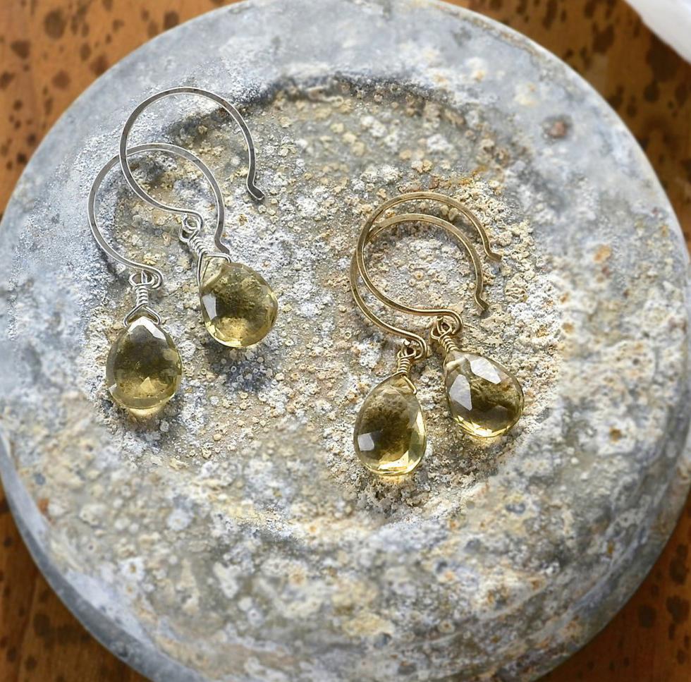 Deadwood Earrings - whiskey quartz brown gemstone drop earrings - Foamy Wader