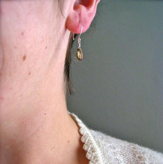 Deadwood Earrings - whiskey quartz brown gemstone drop earrings - Foamy Wader