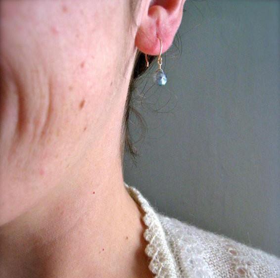 Lightning Earrings - magic labradorite gemstone drop earrings - Foamy Wader