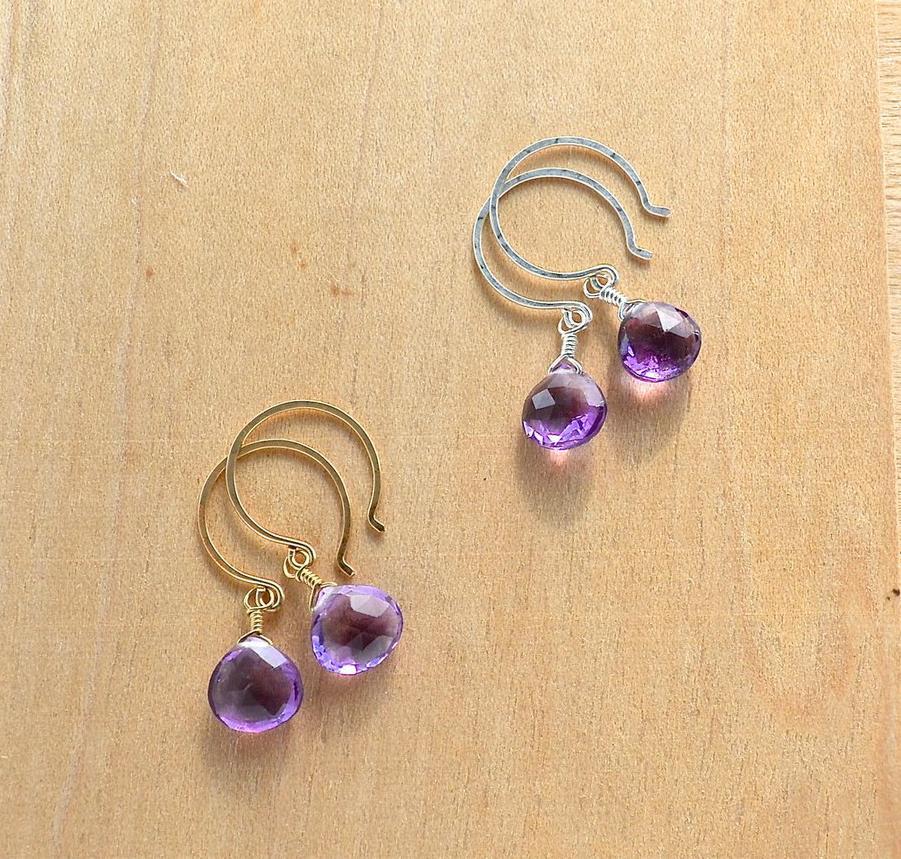 Delightful Amethyst Drop Earrings with Diamond Accents – Gem Set Love