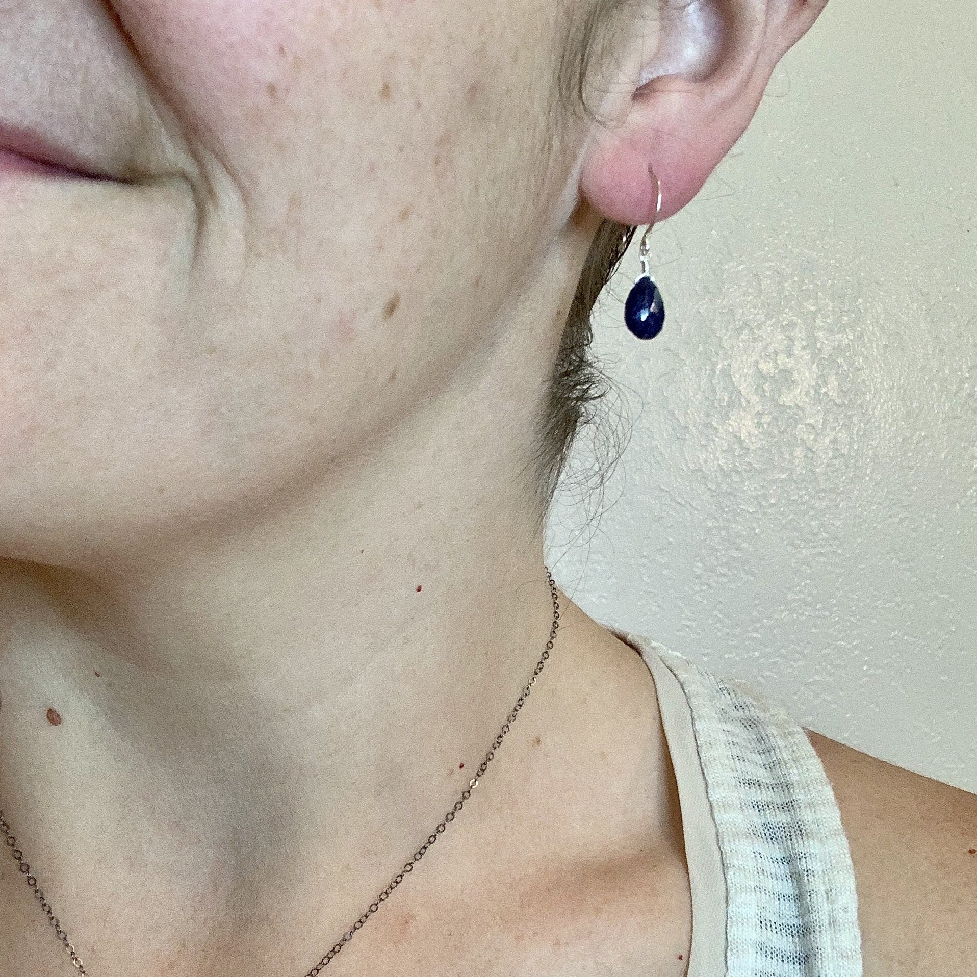 Blue gem sale drop earrings