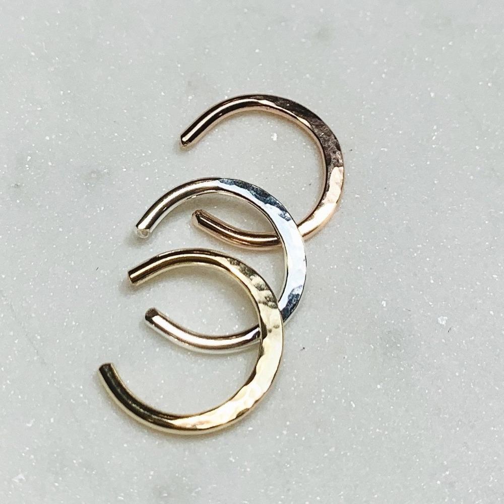 Sliver Ear Cuff - handmade thin crescent stackable cuff earring - Foamy Wader