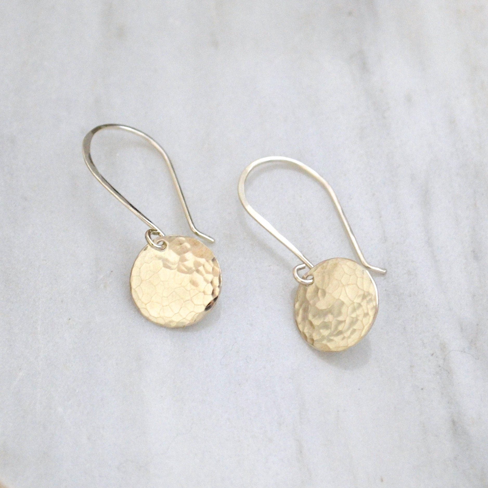 Speckle Earrings - minimalist dappled disc earrings in gold or silver - Foamy Wader