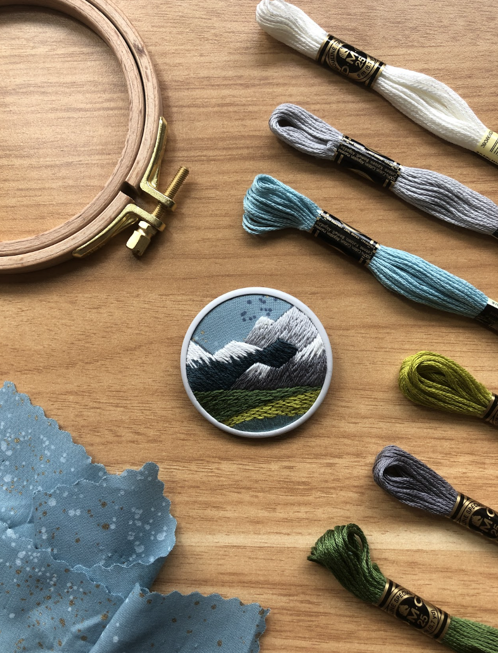 EMBROIDERY CLASS: Stitch A Pacific Northwest Mountain Landscape Pendant
