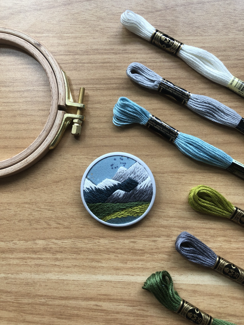 EMBROIDERY CLASS: Stitch A Pacific Northwest Mountain Landscape Pendant