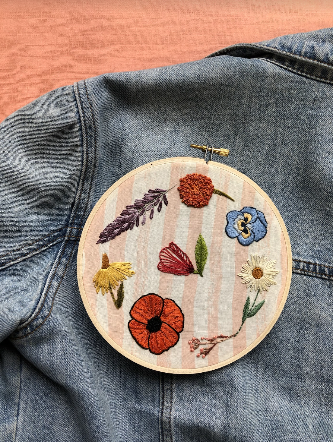 How to embroider jeans with a vintage floral design - Gathered