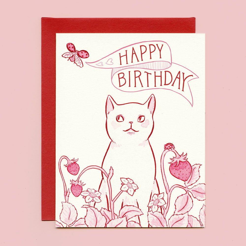 Card - Strawberry Cat Birthday