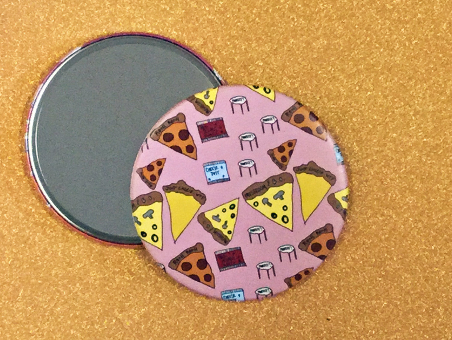 Mirror - 3.5 Inch: Pizza Party Pattern
