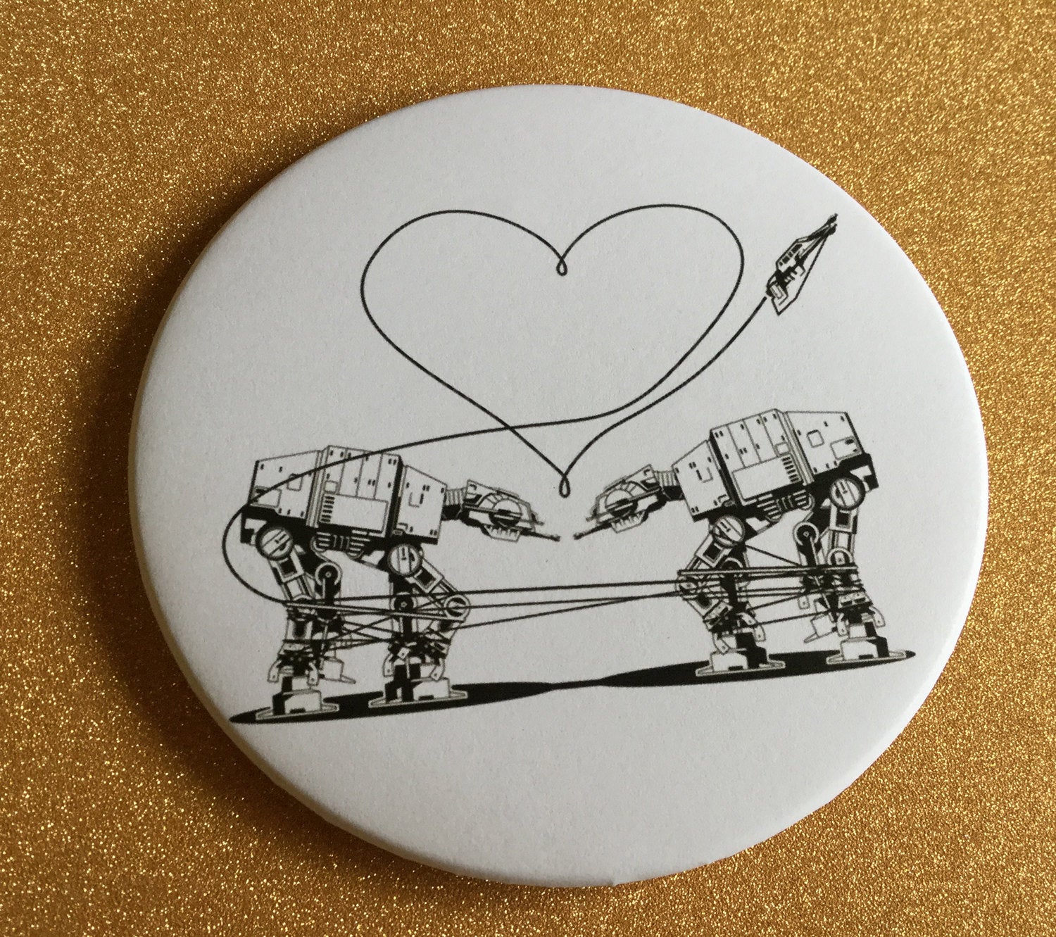 Mirror - 3.5 Inch: Love AT-AT First Sight - White