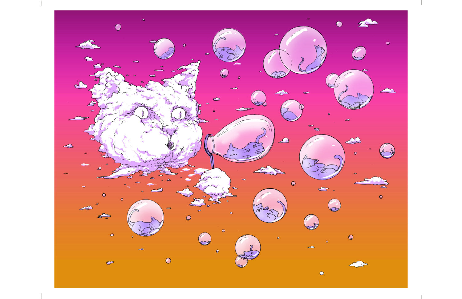 Print: Bubble Cat - Sunset