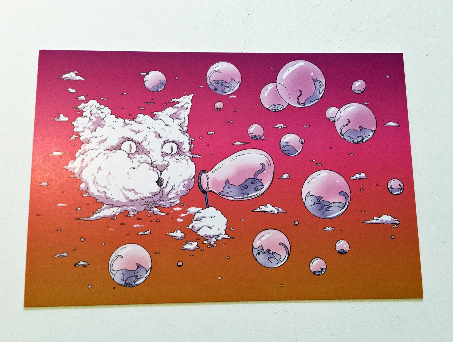 Postcard: Bubble Cat - Sunset - Ten Pack