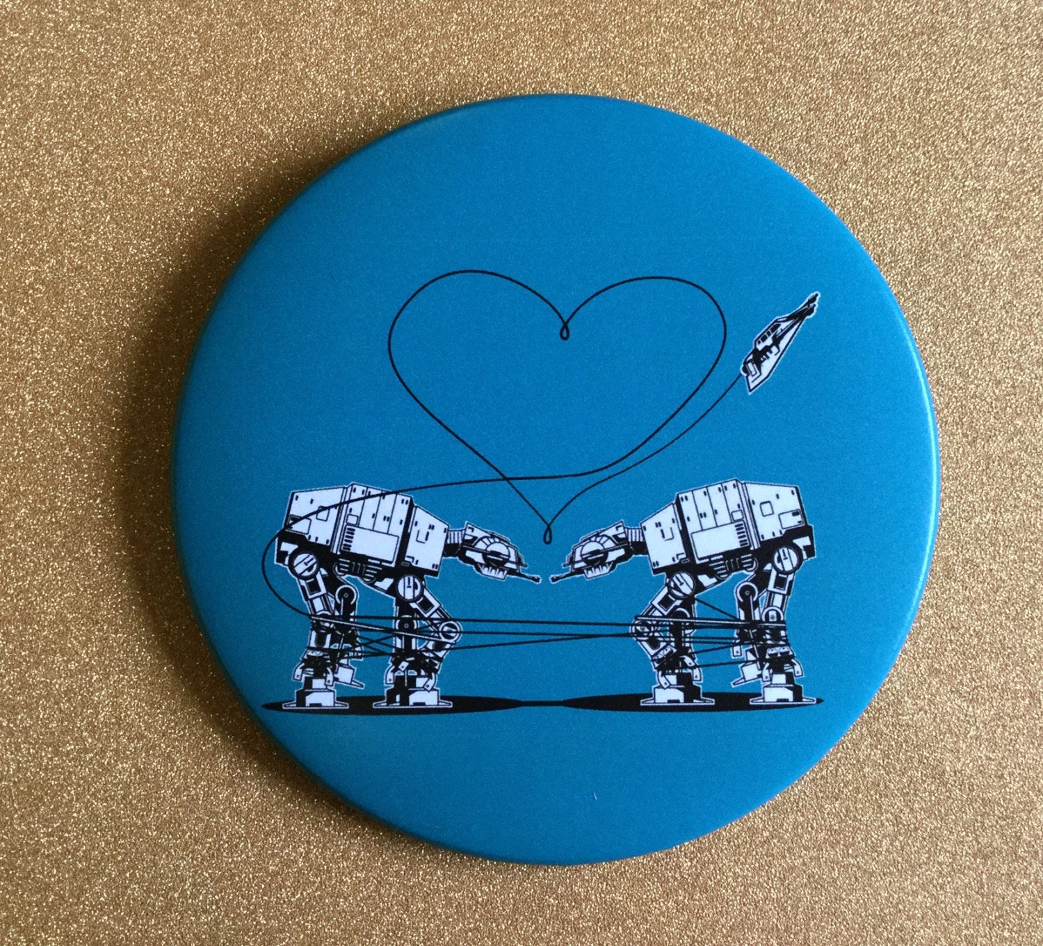 Mirror - 3.5 Inch: Love AT-AT First Sight - Blue