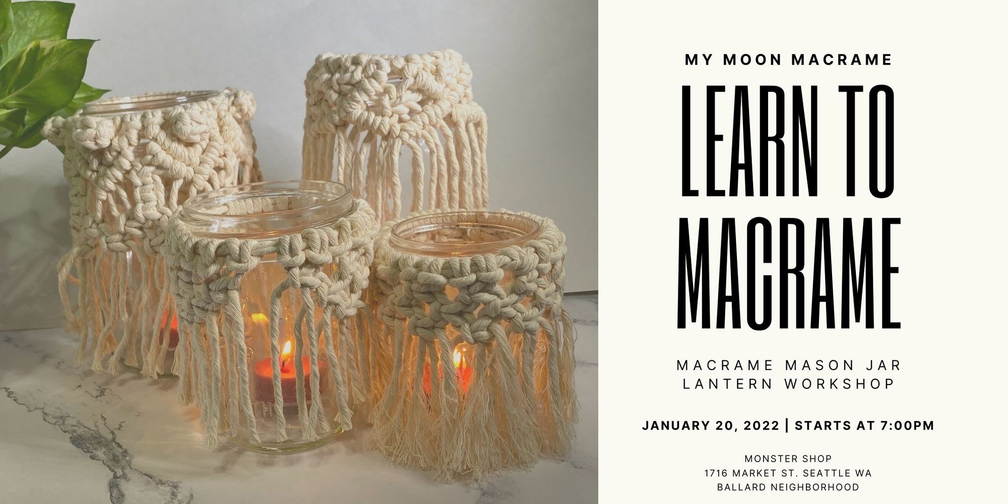 MACRAME CLASS: Mason Jar Lantern