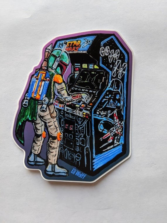 Sticker - Boba Fett Playing Star Wars