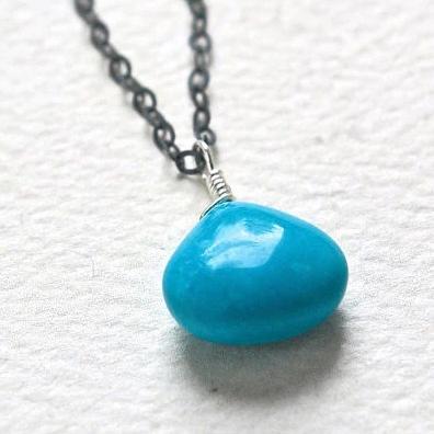 Cozumel Necklace - blue tuquoise gemstone solitaire necklace - Foamy Wader