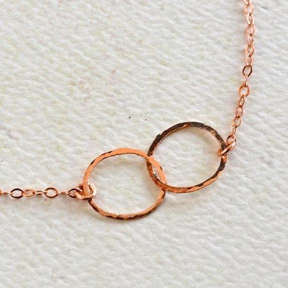 Infinity Necklace - handmade double circle infinity necklace in 14K solid gold - Foamy Wader