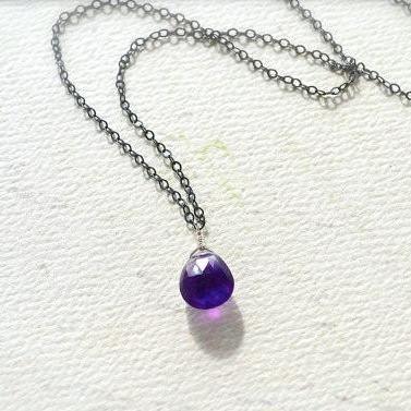 Passiflora Necklace - purple amethyst gemstone solitaire necklace - Foamy Wader