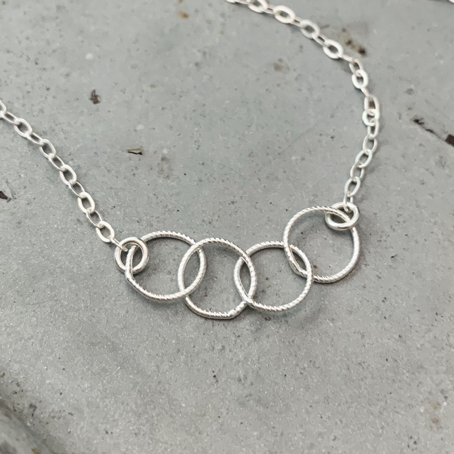 Quattro Necklace - handmade interlocking four circle necklace - Foamy Wader