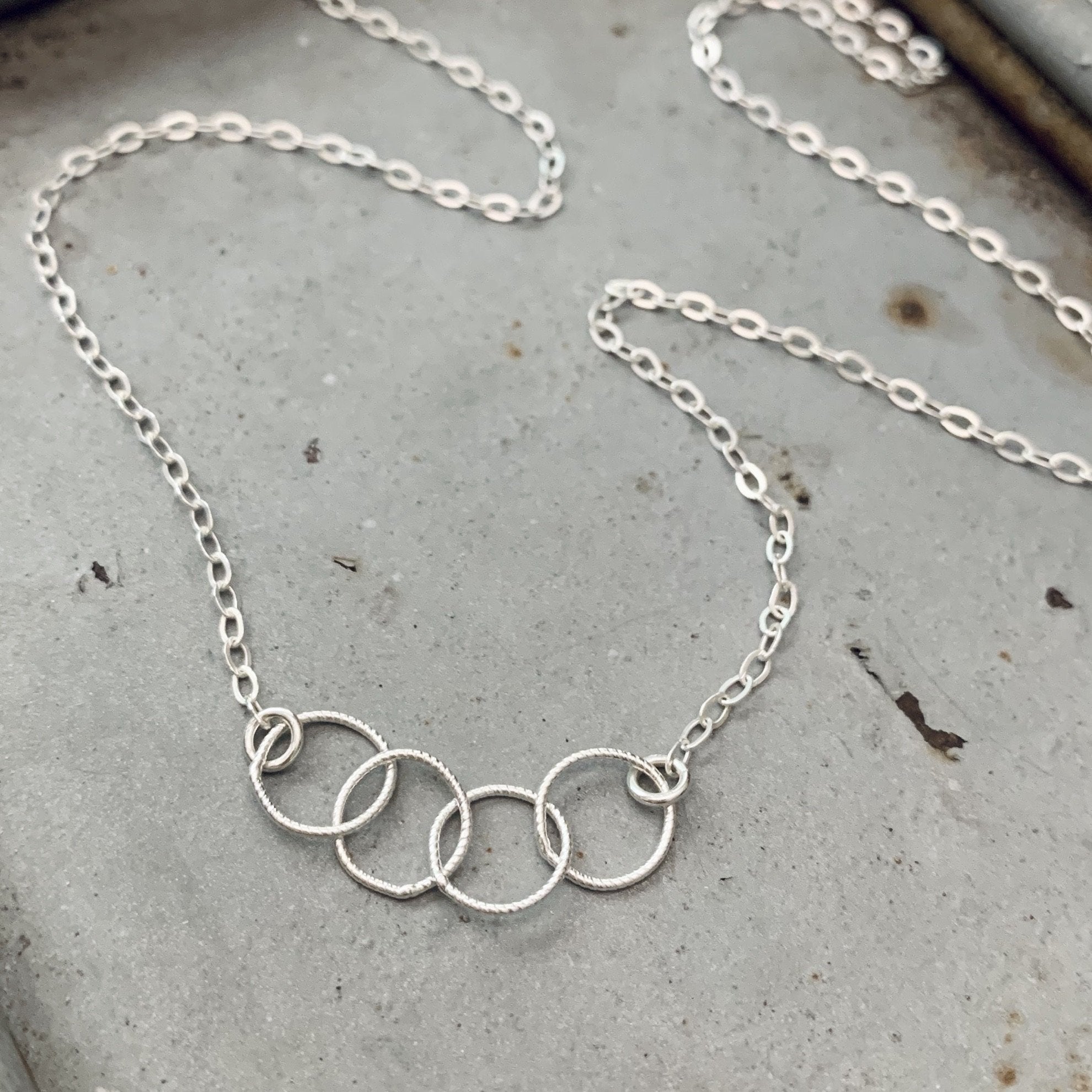4 Circle Necklace in Sterling Silver, 4 Sisters, 4 Children, 4 Generations,  40th Birthday Gift for Her