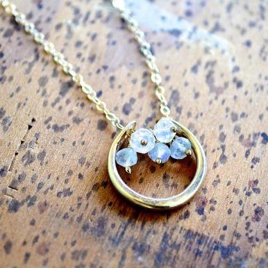 Serena Necklace - crescent moon and chakra balancing gemstone necklace - Foamy Wader