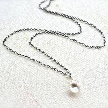Tivoli Necklace - sparkly white topaz gemstone solitaire necklace - Foamy Wader
