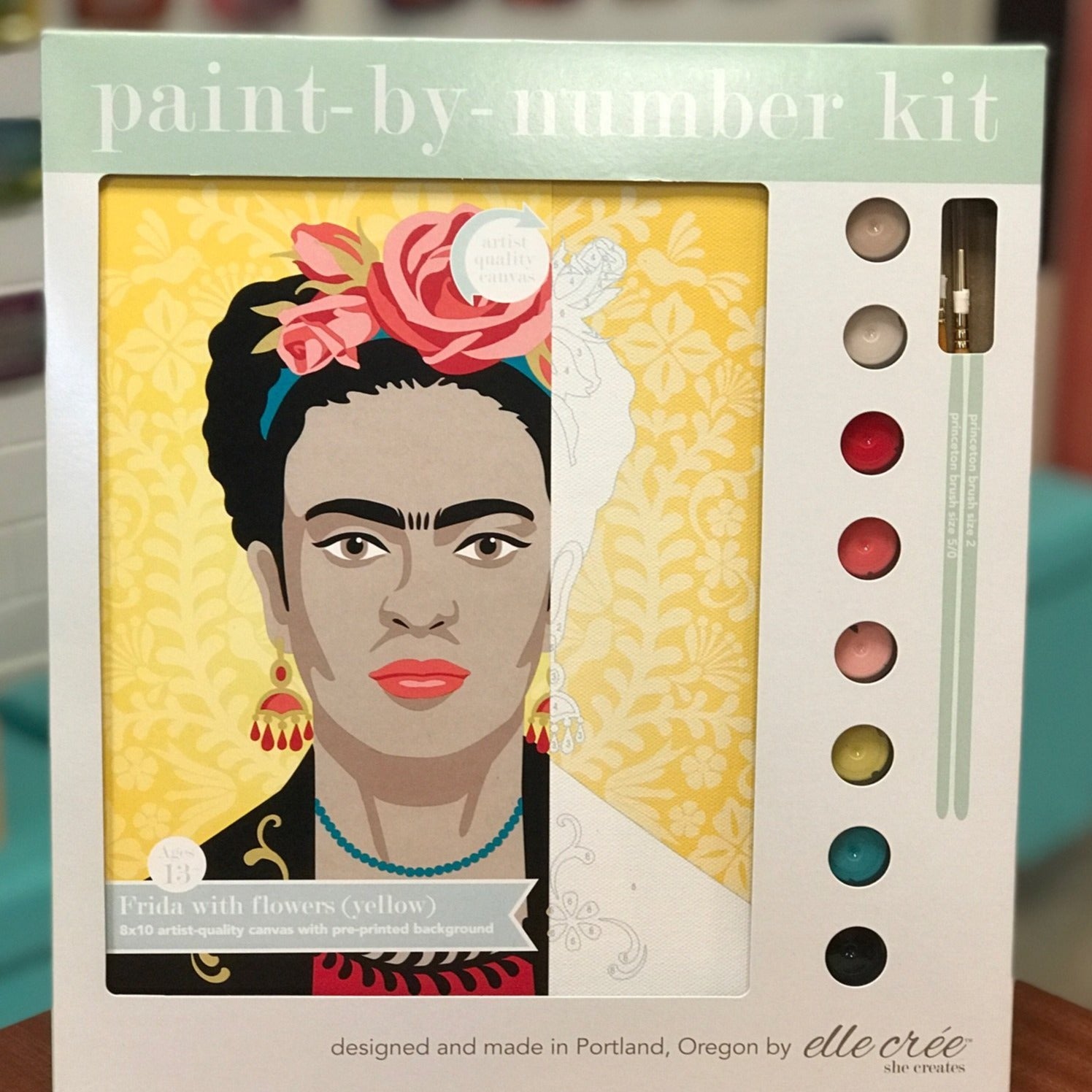 DIY - Paint By Number Kit - Frida with Flowers (Yellow)