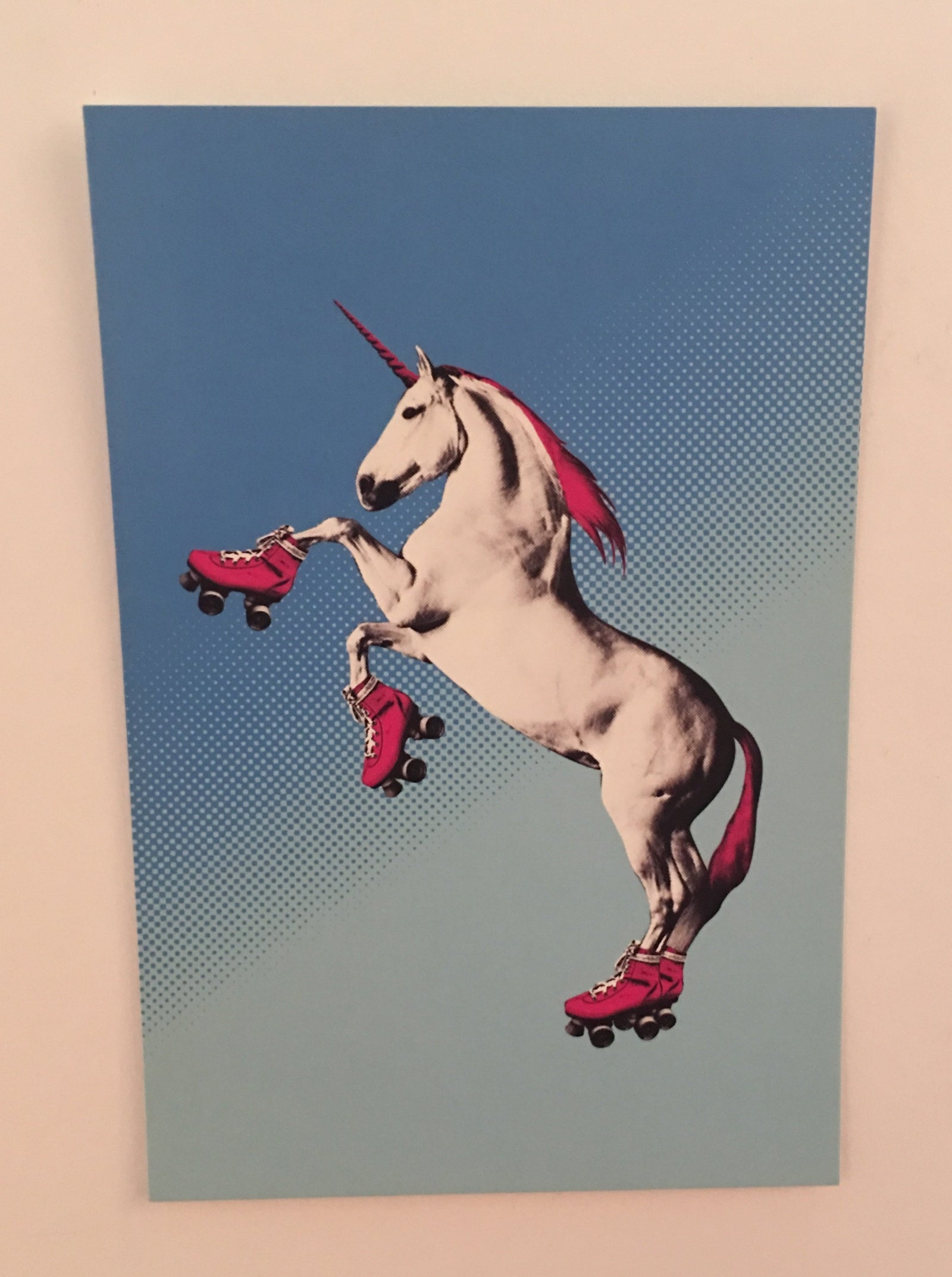 Postcard: Roller Skating Unicorn - Blue - Ten Pack