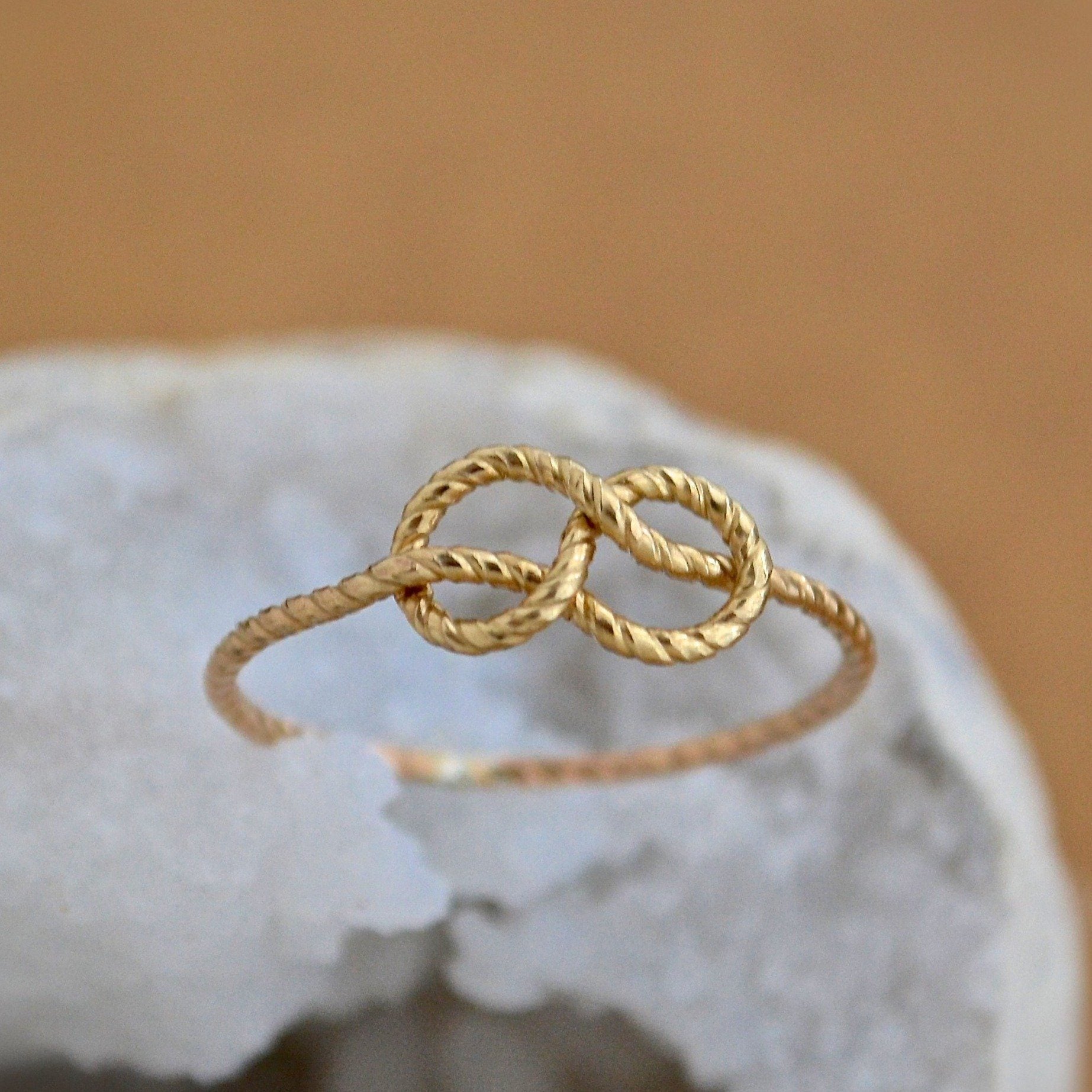 Sailor's Knot Ring - handmade nautical minimalist infinity rope knot ring - Foamy Wader